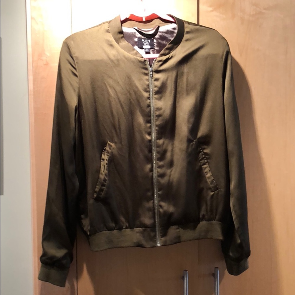 Green Satin Bomber